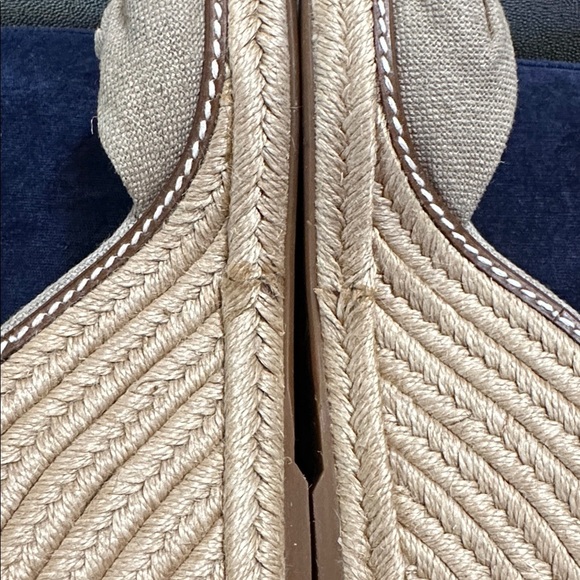 Tory Burch Macy Espadrille Wedge Sandals Linen Beige Women’s 7.5B Made in Spain - Picture 14 of 14